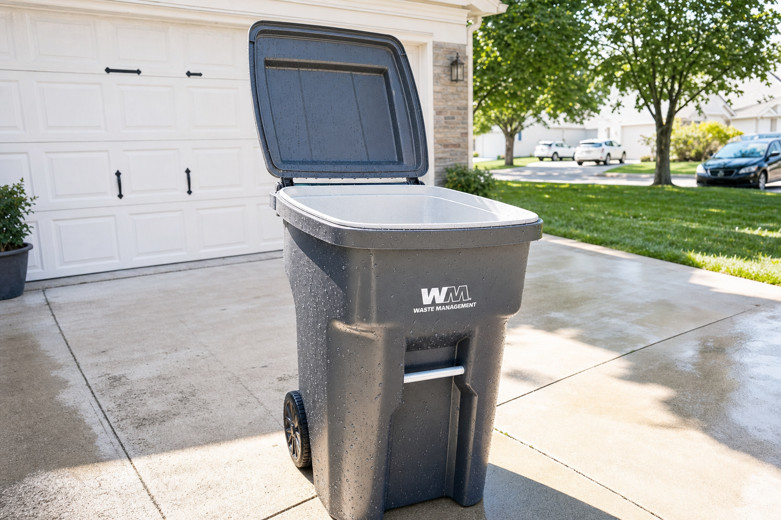 Trash can after AB cleaning — spotless and sanitized